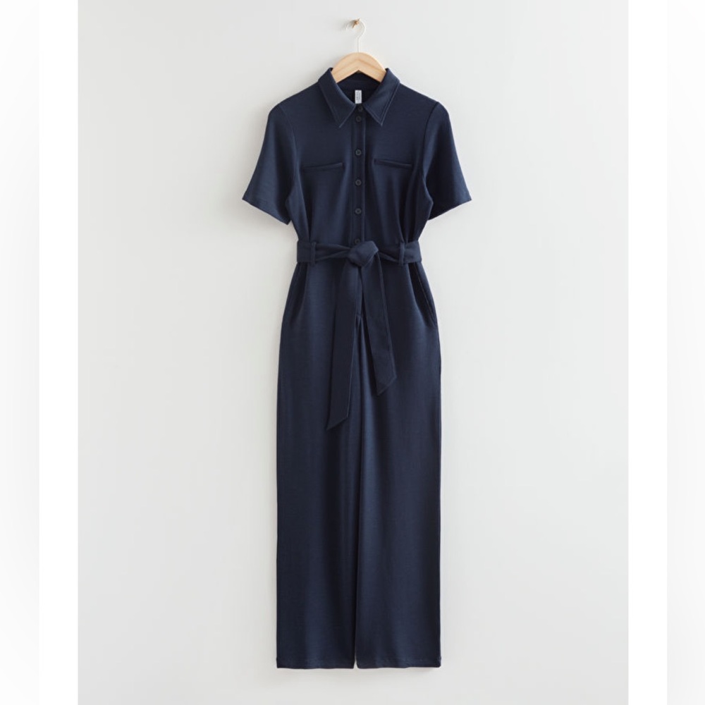 & Other Stories Belted Short Sleeve Jumpsuit